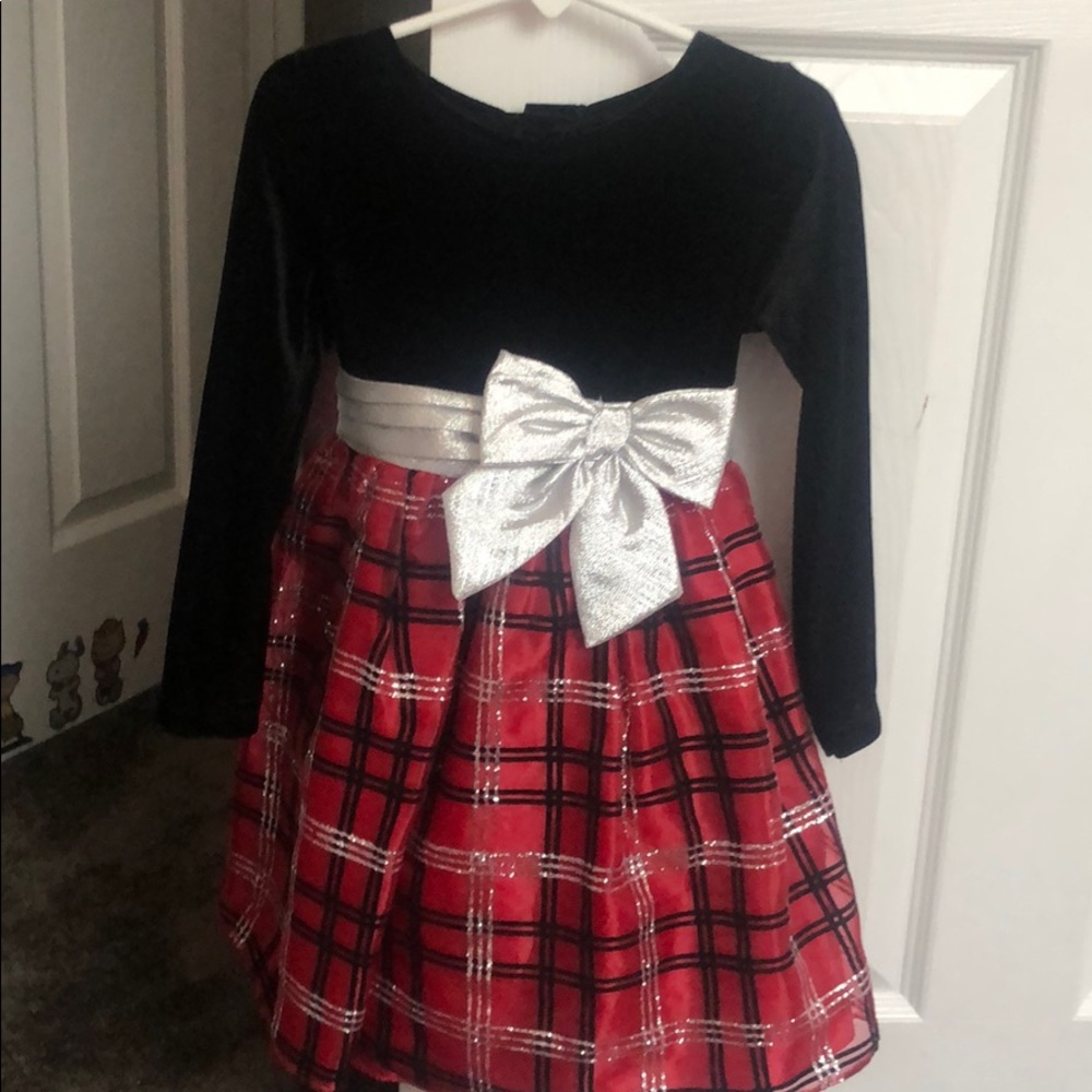 Girls black silver and red dress